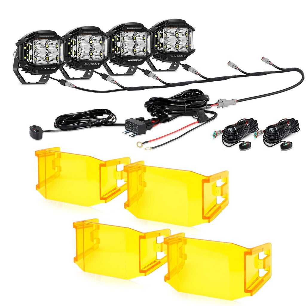 V-MAX Series | 4 Inch 92W 8960LM Spot Beam Side Shooter LED Round Pod Lights with Amber DRL