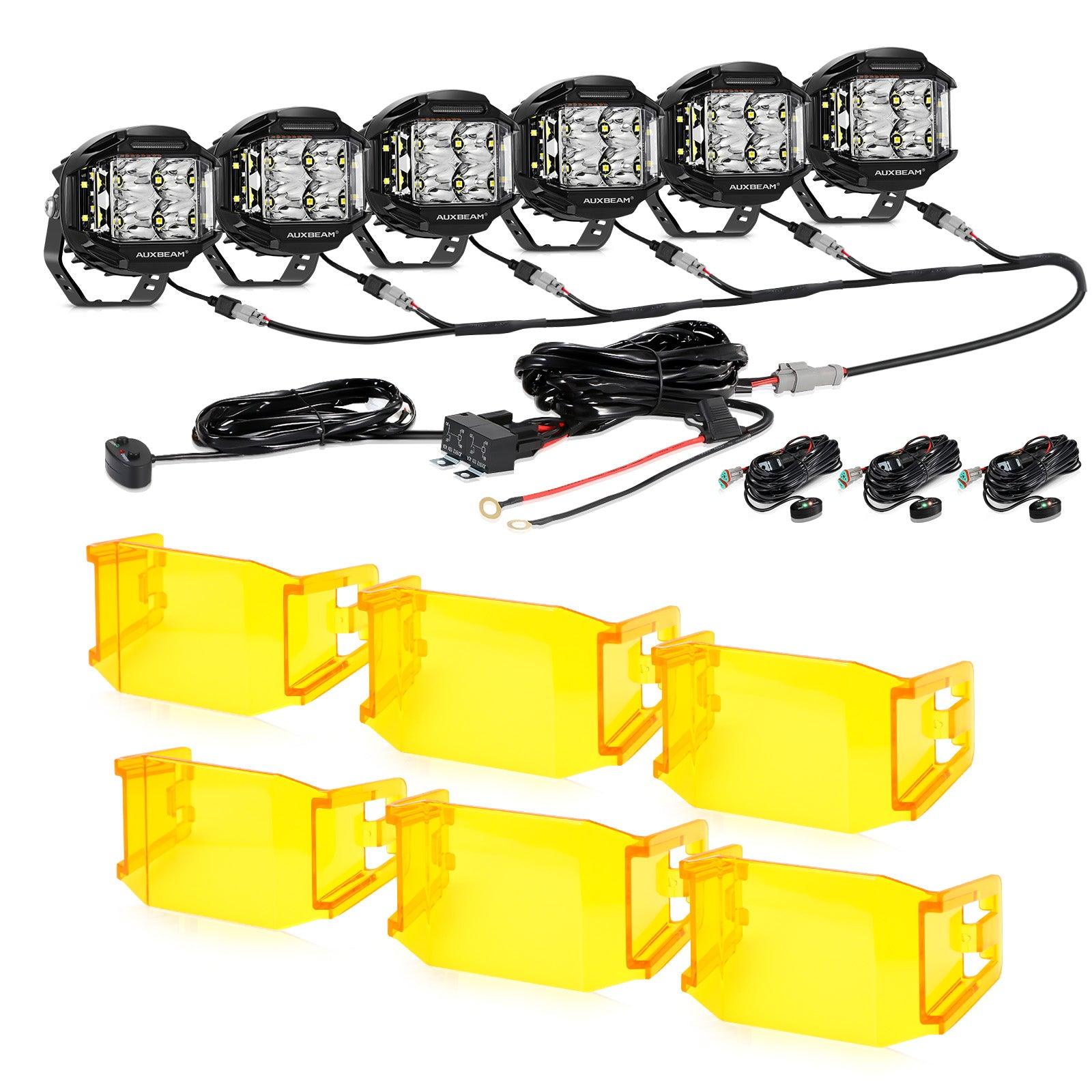 V-MAX Series | 4 Inch 92W 8960LM Spot Beam Side Shooter LED Round Pod Lights with Amber DRL