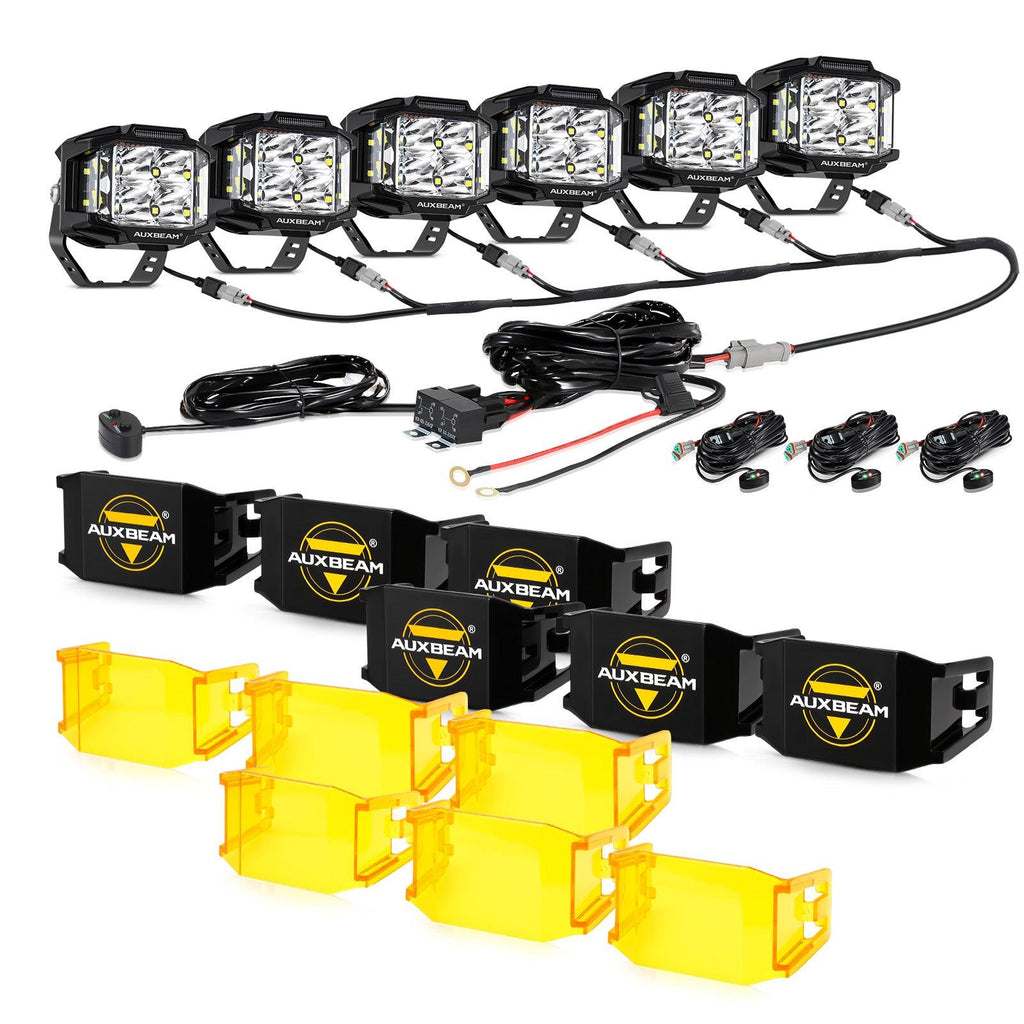 V-MAX Series | 4 Inch 92W 8960LM Spot Beam Side Shooter LED Square Pod Lights with Amber DRL