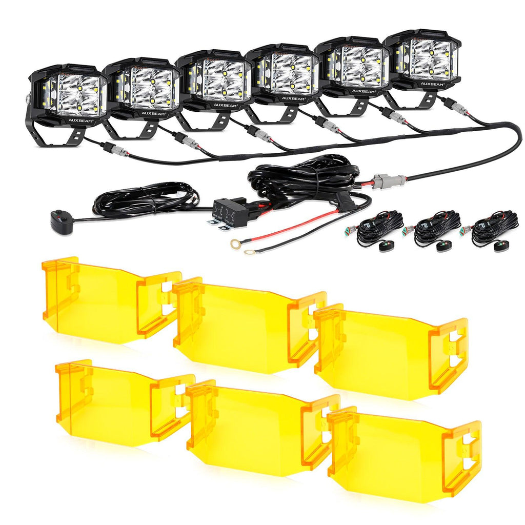 V-MAX Series | 4 Inch 92W 8960LM Spot Beam Side Shooter LED Square Pod Lights with Amber DRL