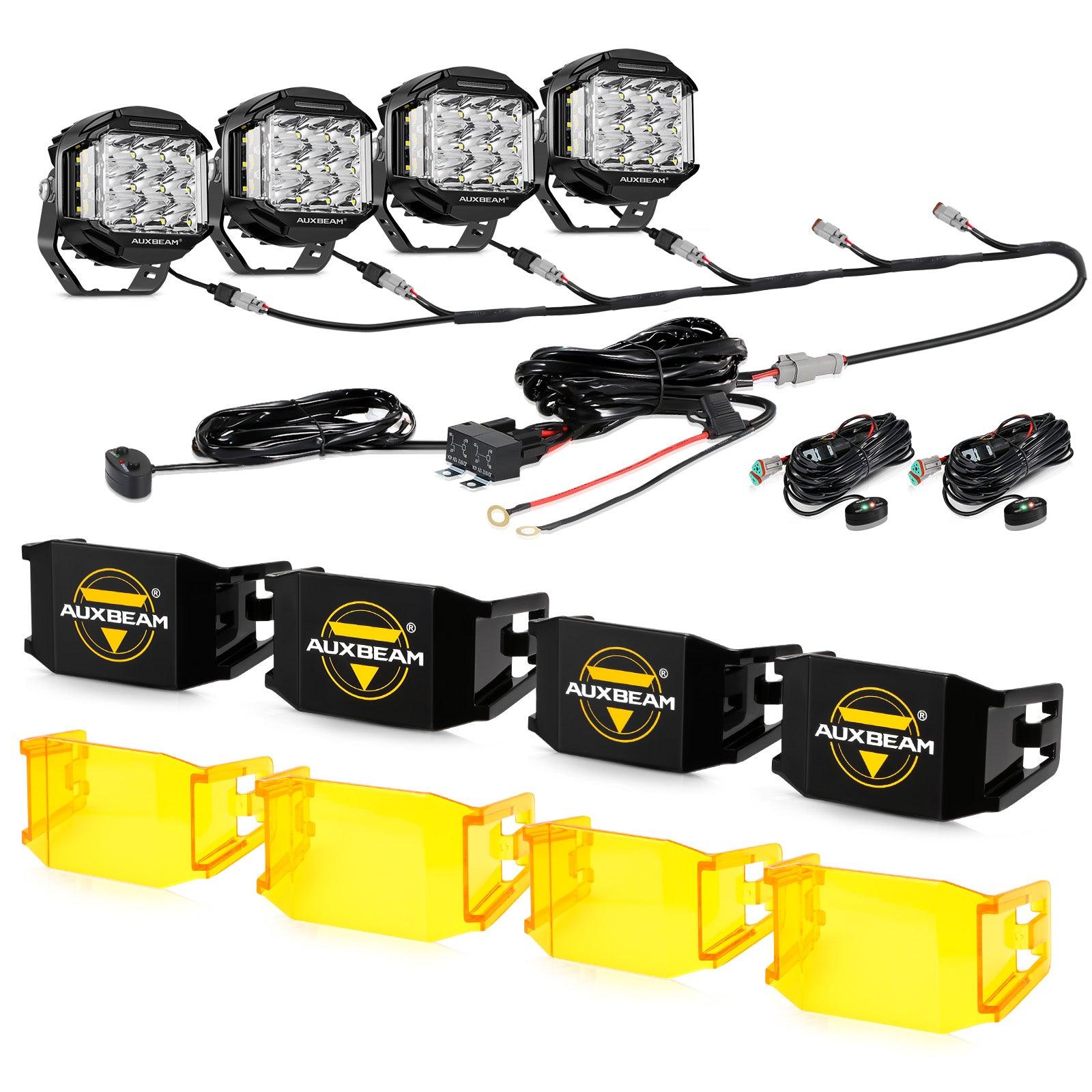 V-MAX Series | 5 Inch 168W 16440LM Spot Beam Side Shooter LED Round Pod Lights with Amber DRL