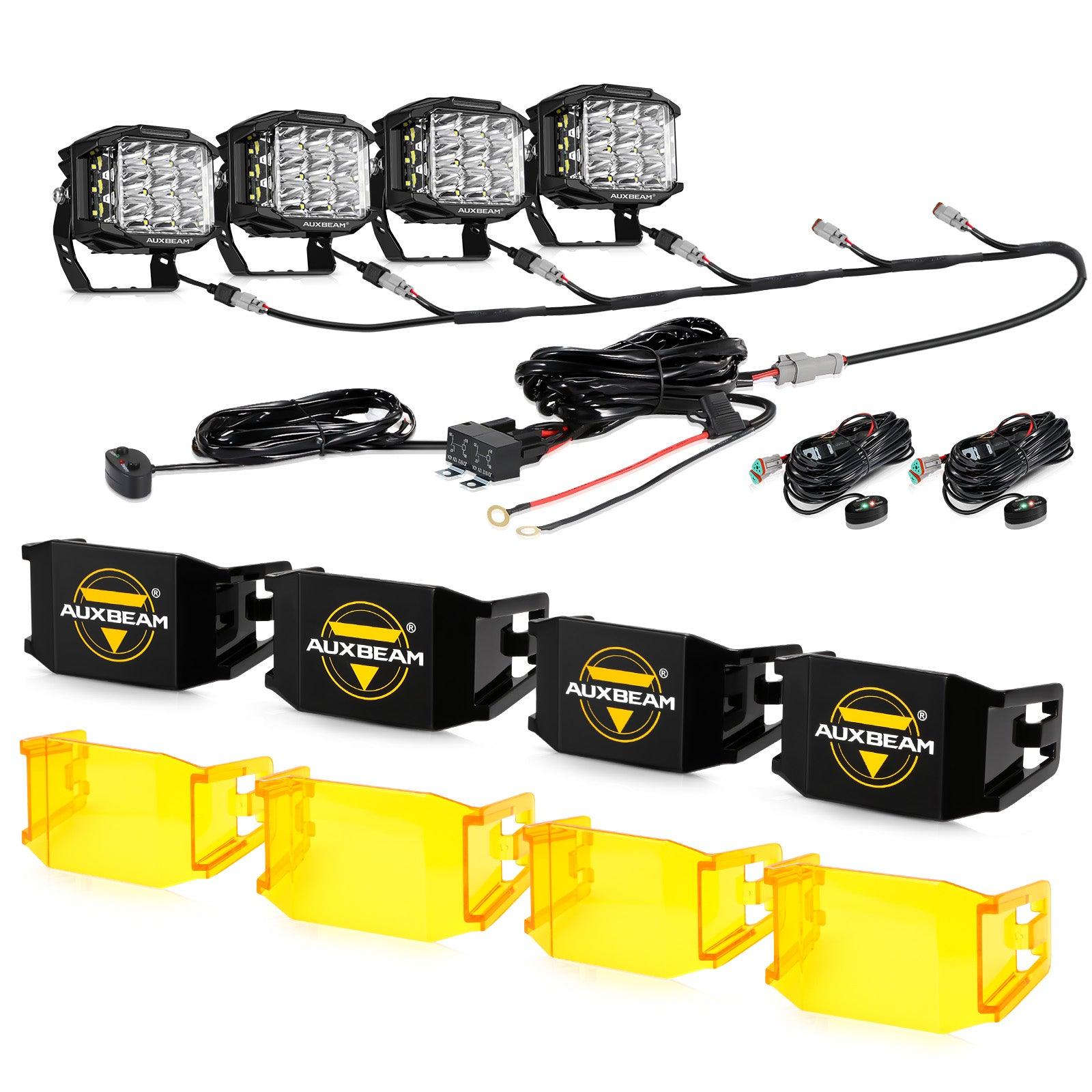 V-MAX Series | 5 Inch 168W 16440LM Spot Beam Side Shooter LED Square Pod Lights with Amber DRL
