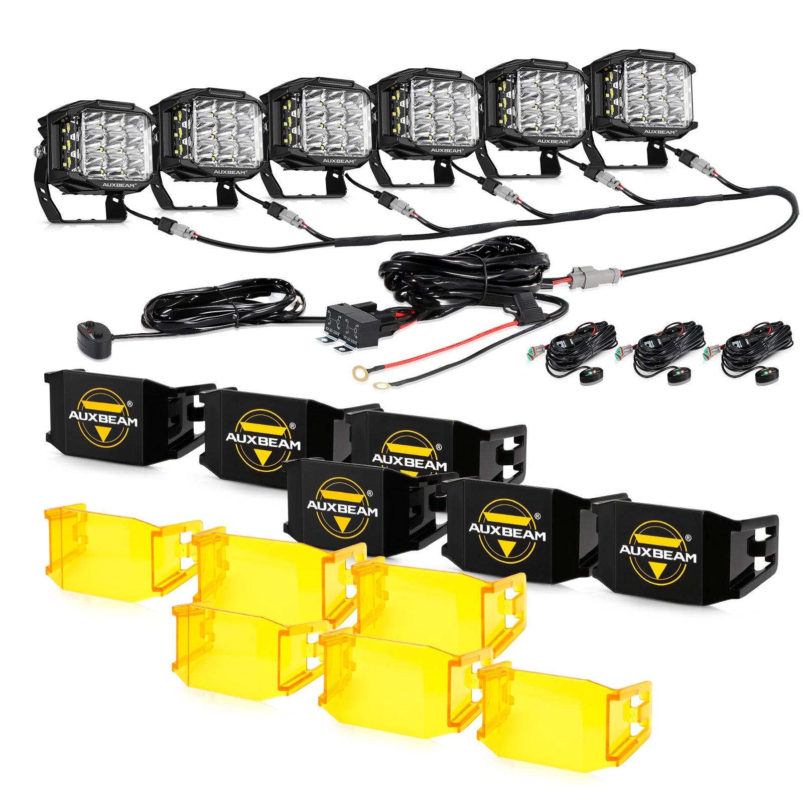 V-MAX Series | 5 Inch 168W 16440LM Spot Beam Side Shooter LED Square Pod Lights with Amber DRL