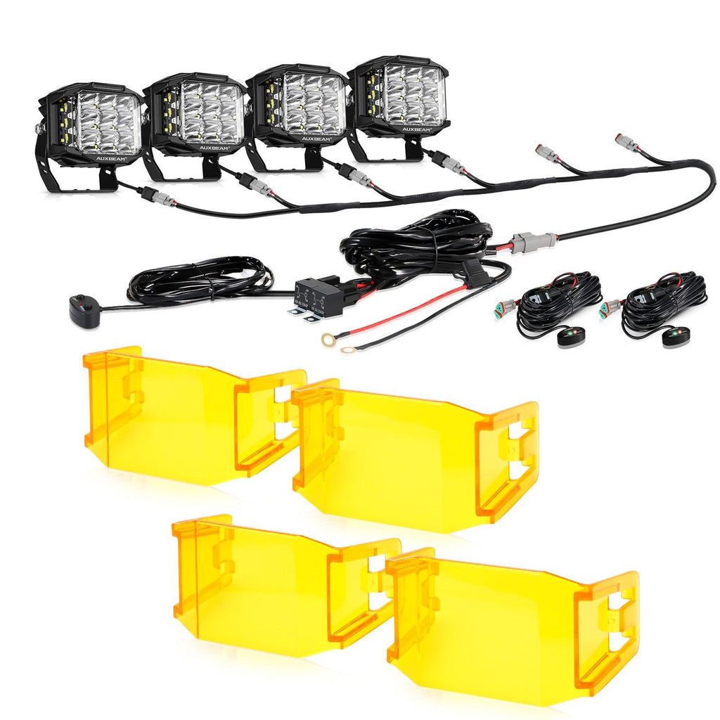 V-MAX Series | 5 Inch 168W 16440LM Spot Beam Side Shooter LED Square Pod Lights with Amber DRL