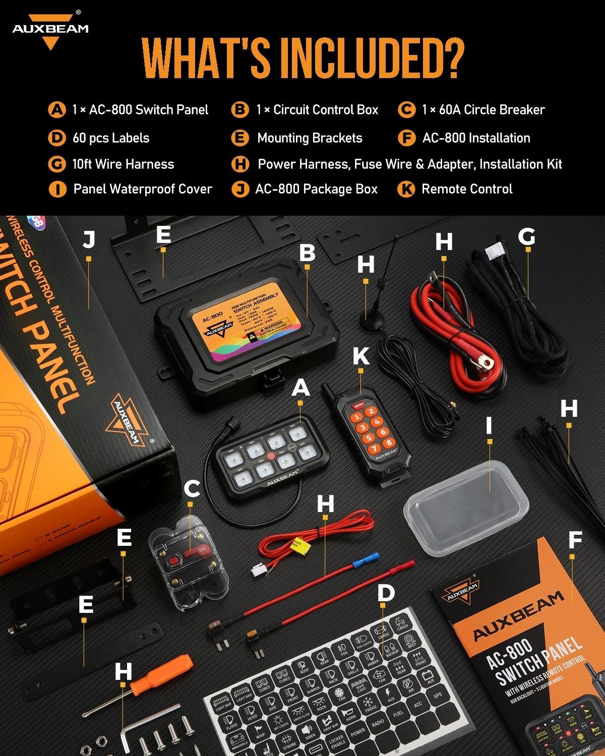 AC Series 8 Gang (AC-800) RGB Switch Panel with APP&Remote Control, Toggle/ Momentary/ Pulsed Mode Supported(One-Side Output)