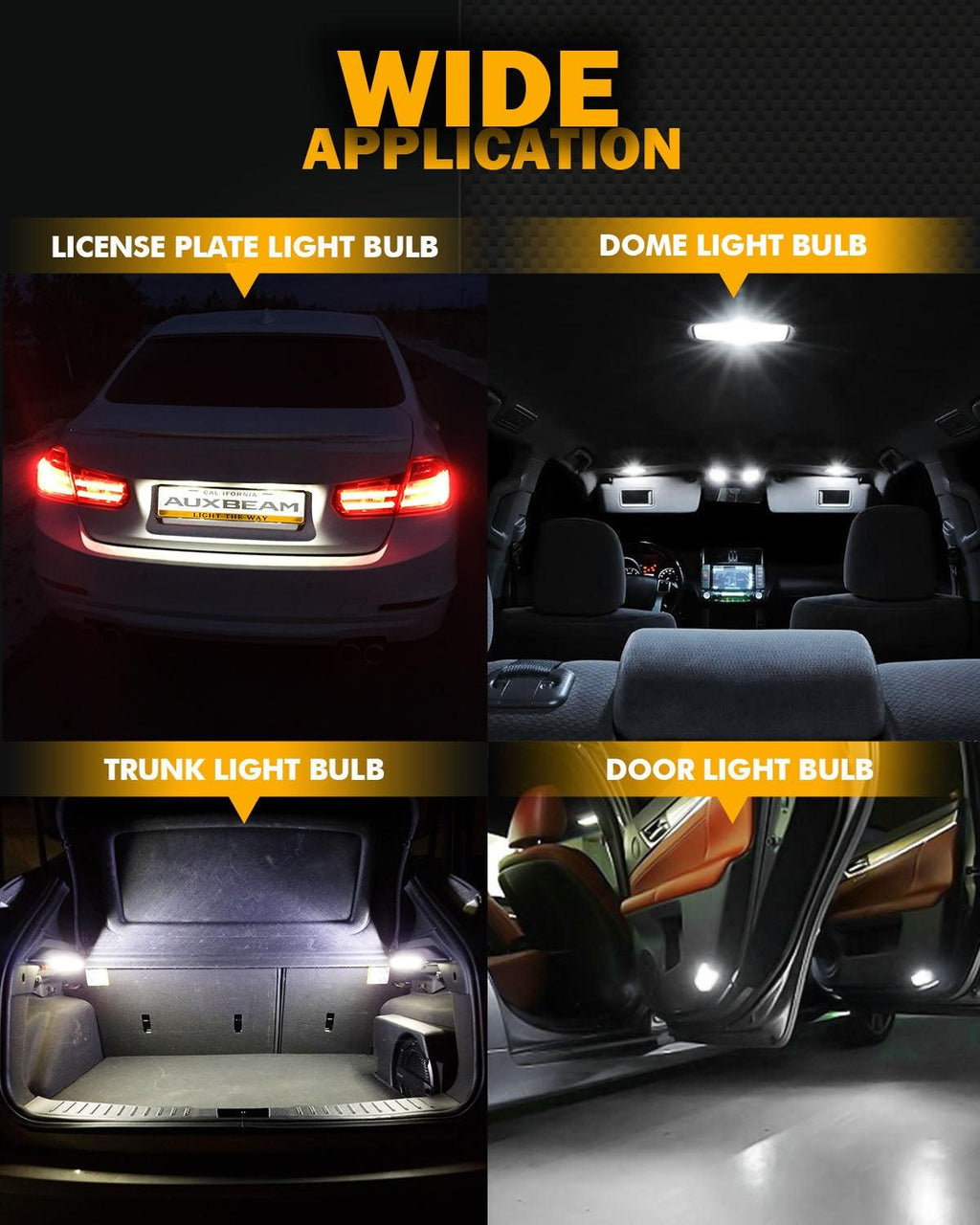 168 2825 W5W T10 LED License Plate/Side Marker/Interior Light Bulbs 3W 400% Brighter Canbus Error Free White B1 Series | 2 Bulbs