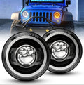 7 Inch LED Headlights Halo Amber Turn Signal Lights with DRL High/Low Beam Fit for Jeep Wrangler JK JKU TJ LJ Ford GMC