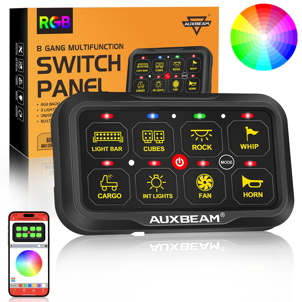 AR Series 8 Gang (AR-820) RGB Switch Panel with APP, Toggle/ Momentary/ Pulsed Mode Supported (Two-Sided Outlet)