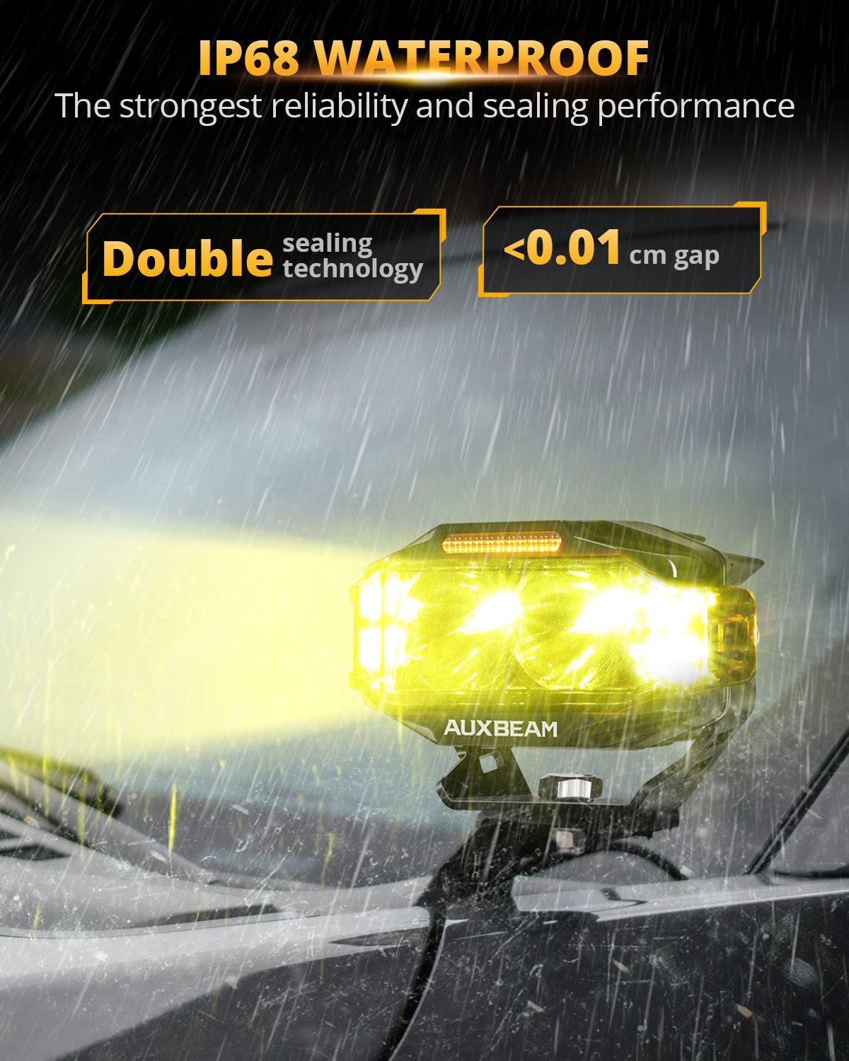 V-MAX Series | 4 Inch 72W 6960LM Spot Beam Side Shooter LED Rectangular Pod Lights with Amber DRL