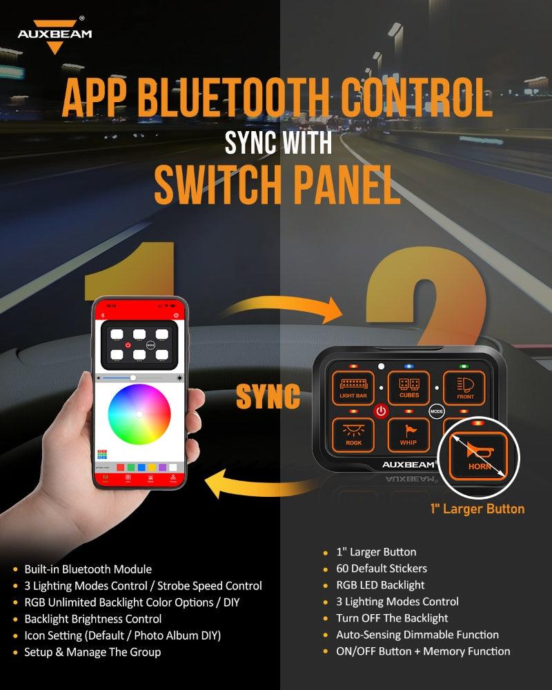 AR Series 6 Gang (AR-600) RGB Switch Panel with APP, Toggle/ Momentary/ Pulsed Mode Supported (One-Side Output))