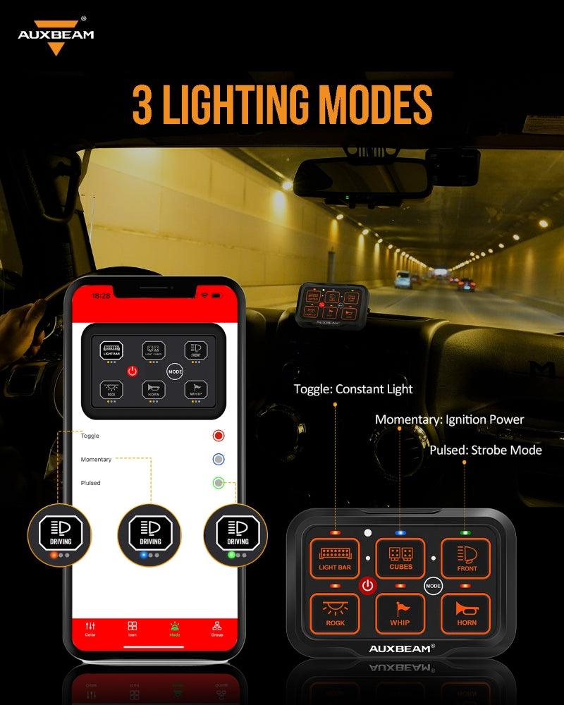 AR Series 6 Gang (AR-600) RGB Switch Panel with APP, Toggle/ Momentary/ Pulsed Mode Supported (One-Side Output))