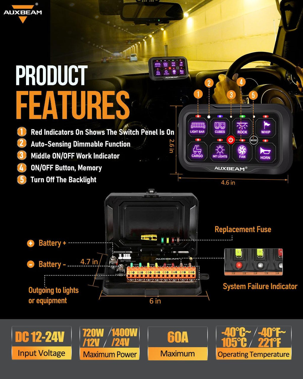 RC Series 8 Gang (RC-800) RGB Switch Panel with Remote Controller, Toggle/ Momentary/ Pulsed Mode Supported(One-Sided Outlet)