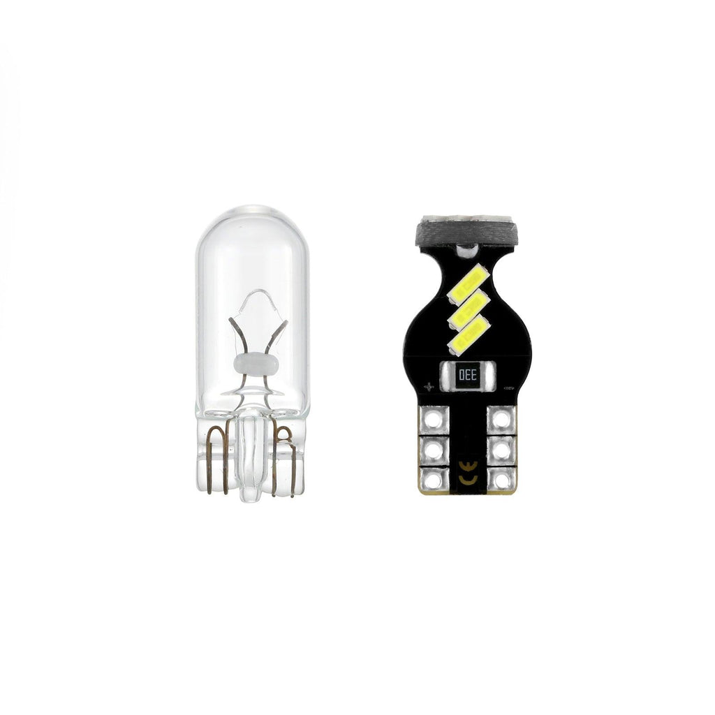 168 2825 W5W T10 LED Interior Light Bulbs 1.5W 300% Brighter 6500K White | 10 Bulbs