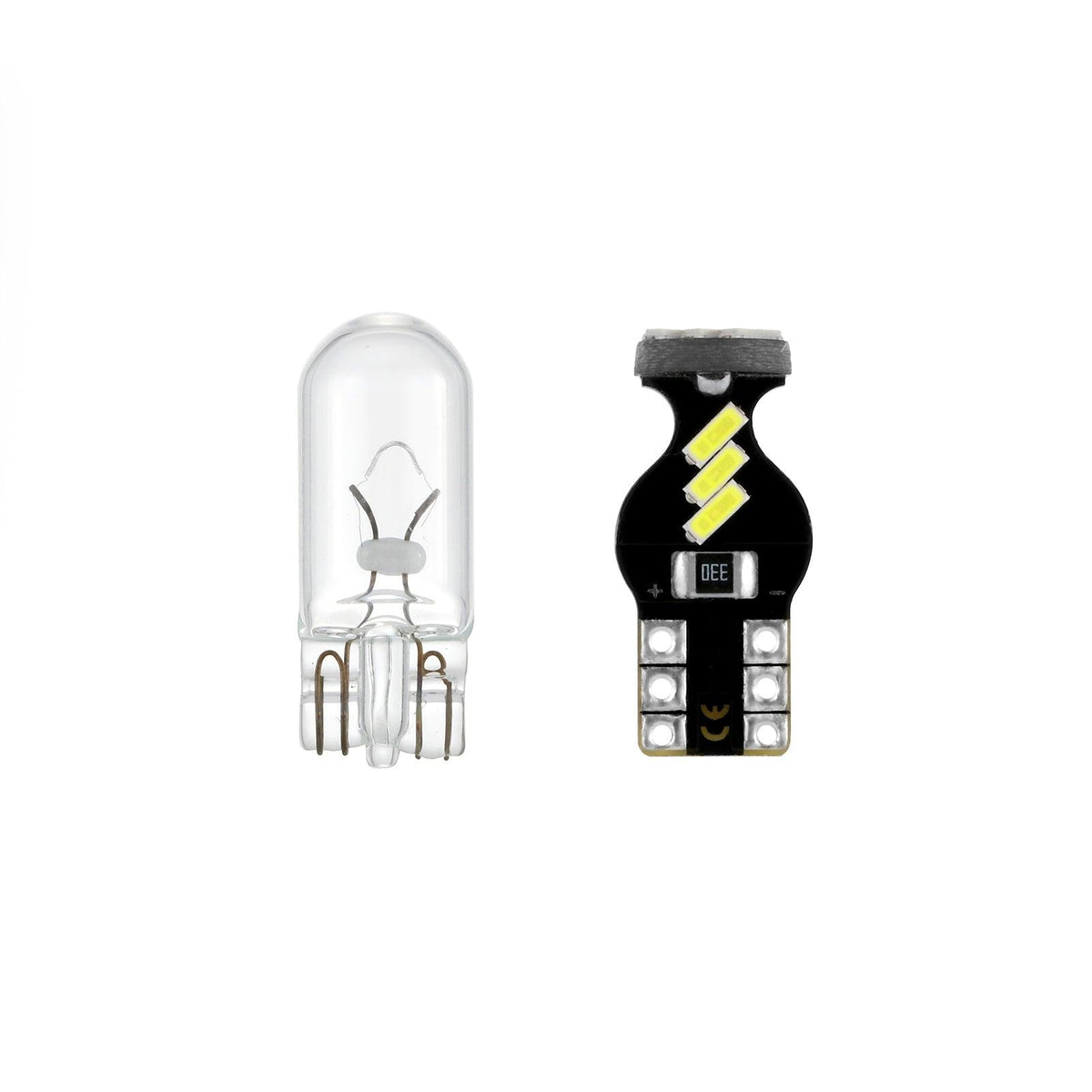 168 2825 W5W T10 LED Interior Light Bulbs 1.5W 300% Brighter 6500K White | 10 Bulbs