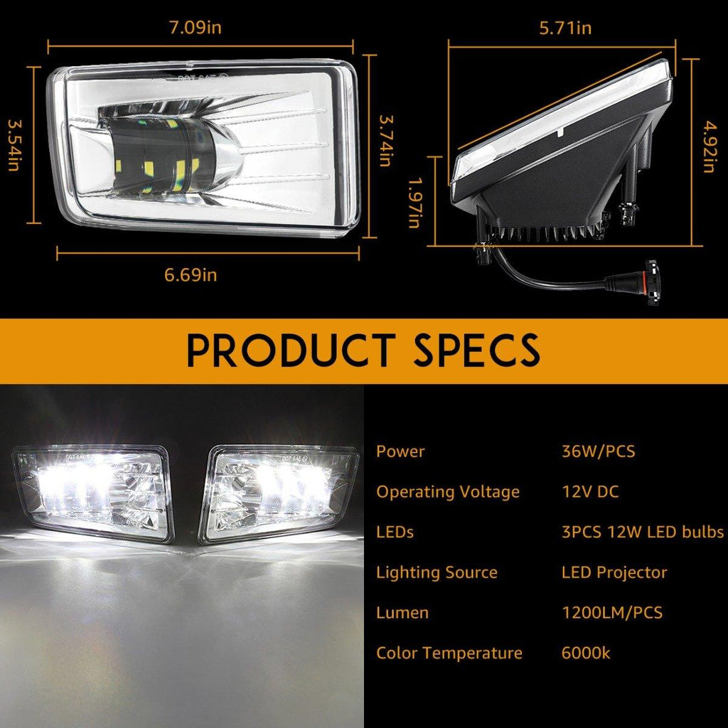 (2pcs/set) 36W Chrome LED Fog Lights 5202 for GMC YUKON 2015-2016