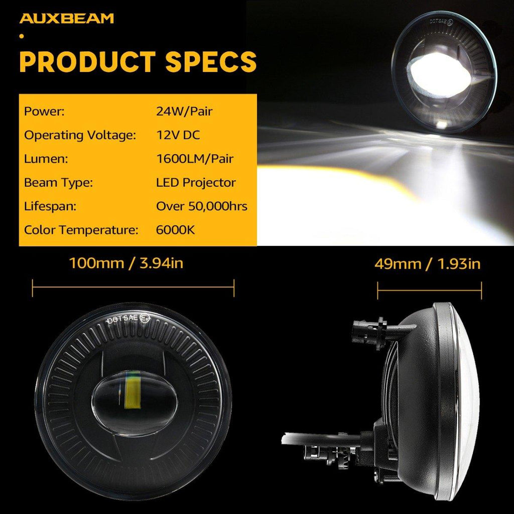 (2pcs/set) 24W Round Black LED Fog Lights 5202 for 2007-2014 GMC Yukon, 2007-2014 GMC Yukon XL 1500, 2007-2013 GMC Yukon XL 2500