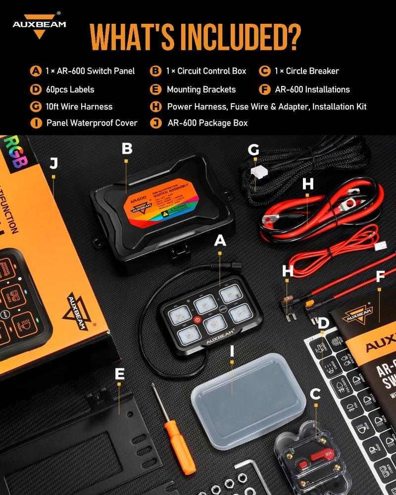 AR Series 6 Gang (AR-600) RGB Switch Panel with APP, Toggle/ Momentary/ Pulsed Mode Supported (One-Side Output))