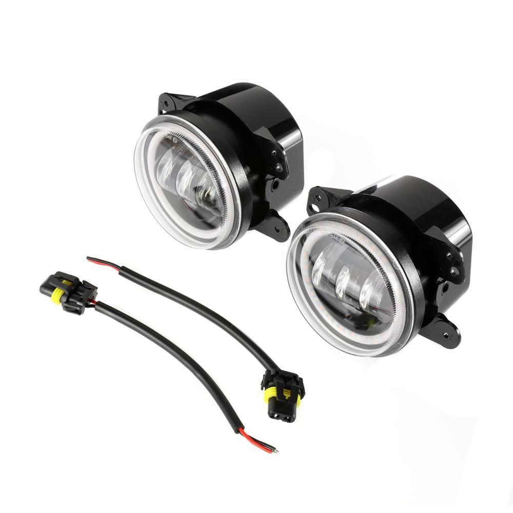 (2pcs/set) 4 Inch LED Fog Lights with DRL & Amber Turn Signal For Jeep Wrangler JK 2007-2017 Front Bumper Lamp