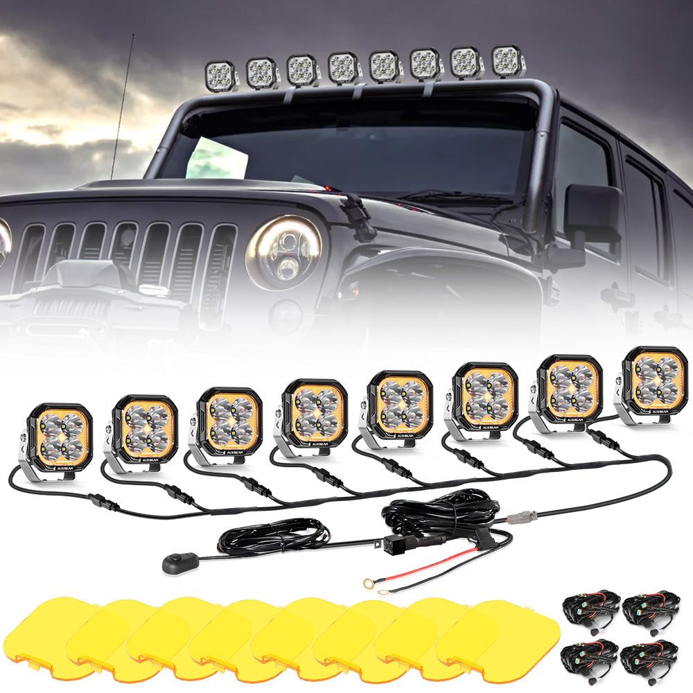 Color Play Series 3 Inch 100W Spot LED Pod Lights Off Road Lights with White DRL & Amber Turn Signal Lights