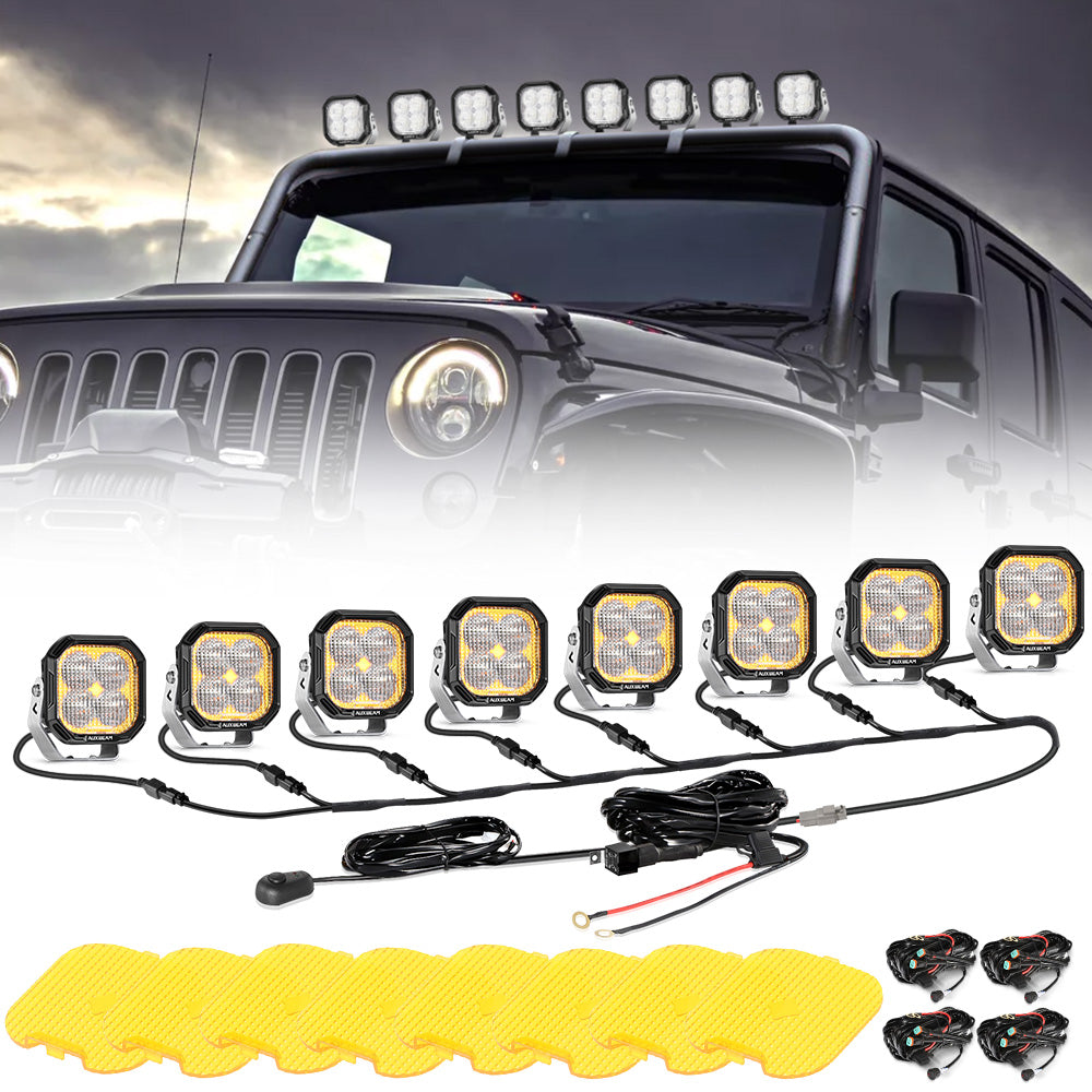 Color Play Series 3 Inch 100W LED Pod Lights Off Road Lights with White DRL & Amber Turn Signal Lights
