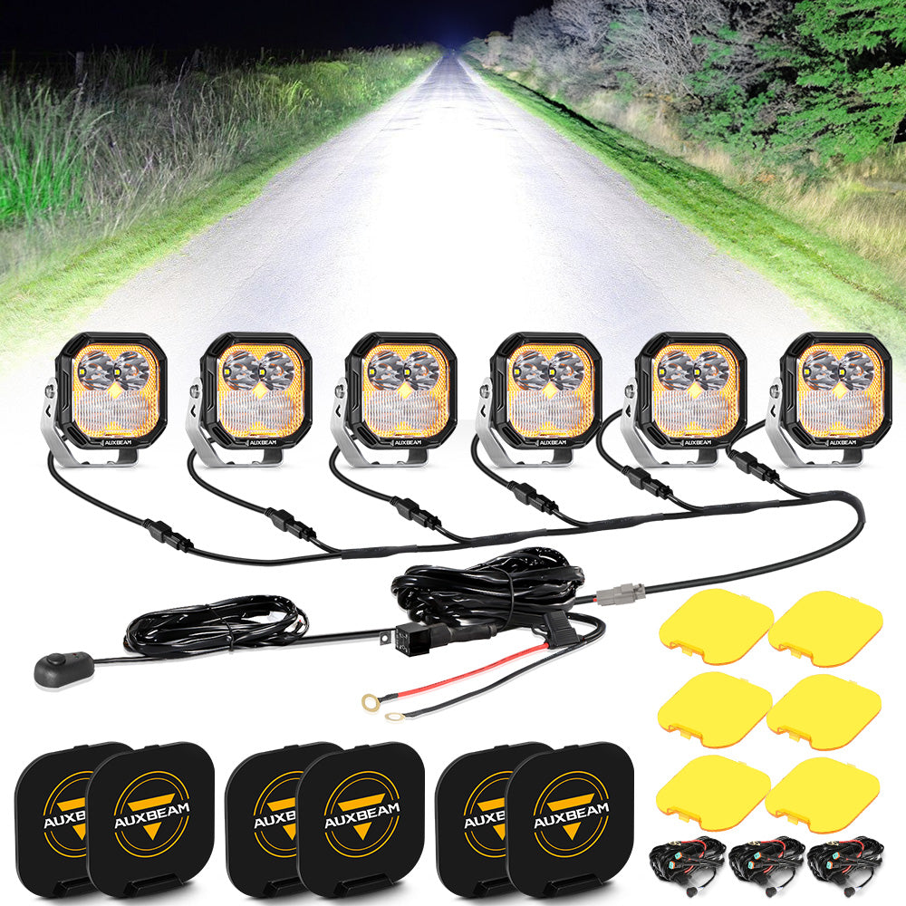 Color Play Series 3 Inch 100W LED Pod Lights Off Road Lights with White DRL & Amber Turn Signal Lights