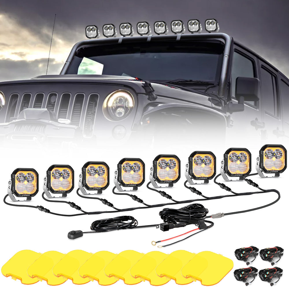 Color Play Series 3 Inch 100W LED Pod Lights Off Road Lights with White DRL & Amber Turn Signal Lights