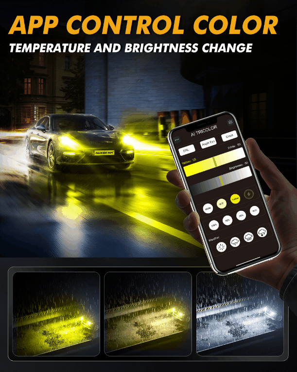 🆕H11/H9/H8/H16JP LED Bulb Fog Light/Low Beam Lighs 110W 25000LM GX Bi-Color Smart Series, with App Control Via Bluetooth & Dual Color Switchback | 2 Bulbs