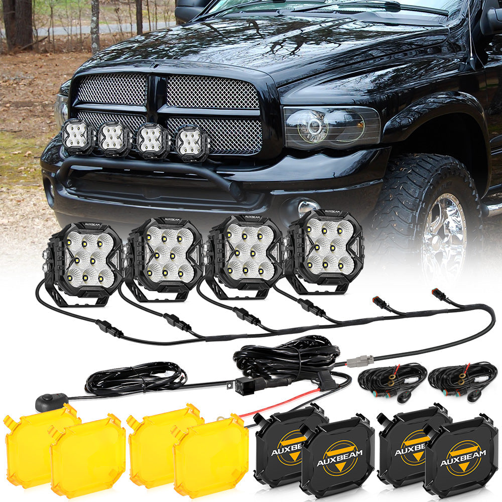CUBE-Z Series 4 Inch LED Pod Lights Off Road Lights with White DRL & Amber Turn Signal Lights