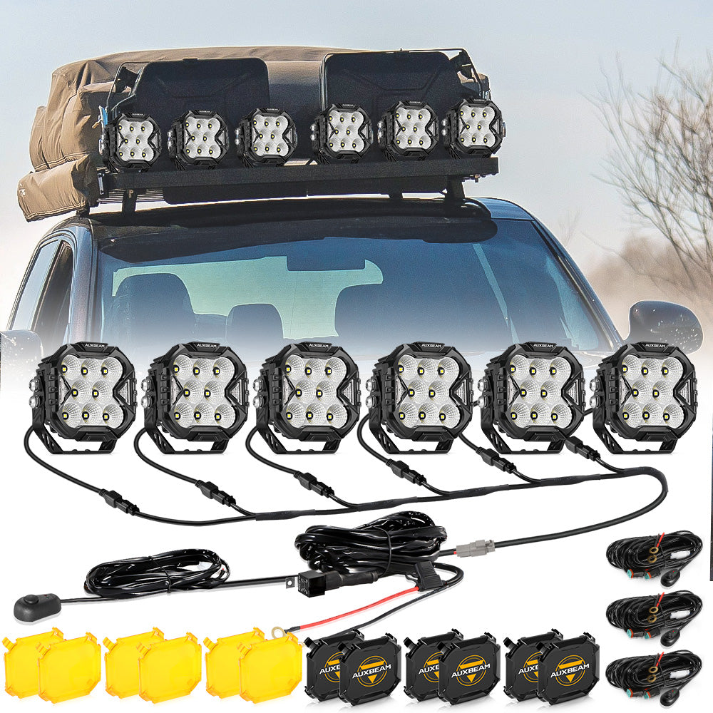 CUBE-Z Series 4 Inch Flood LED Pod Lights Off Road Lights with White DRL & Amber Turn Signal Lights