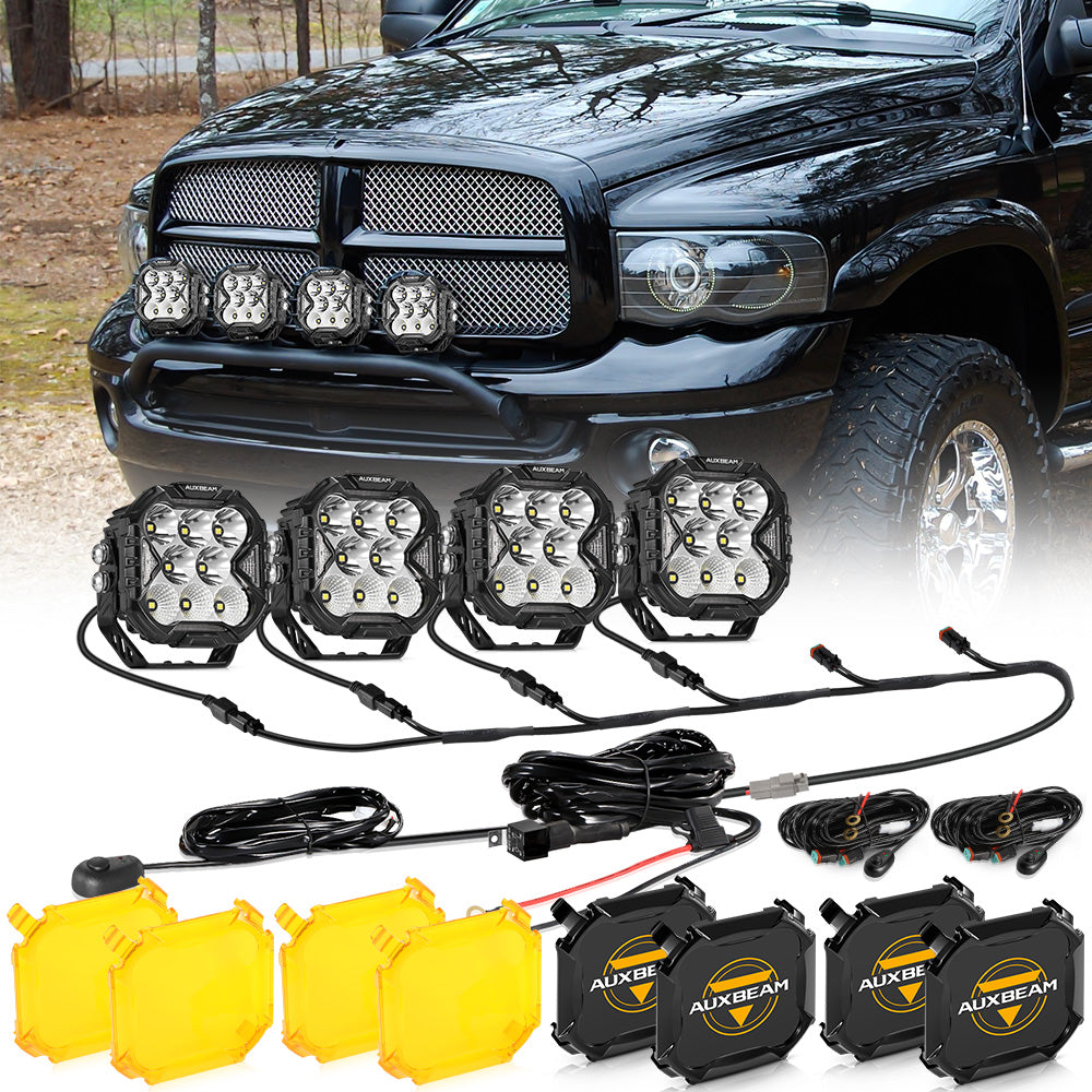 CUBE-Z Series 4 Inch LED Pod Lights Off Road Lights with White DRL & Amber Turn Signal Lights