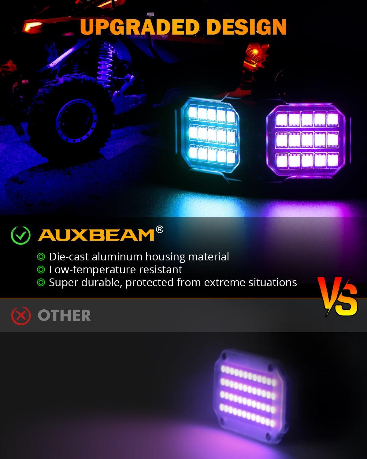 NEW Vibrant Series | 8PCS RGB LED Rock Lights Kit Multicolor Neon Underglow Lights with Bluetooth APP & Remote Control