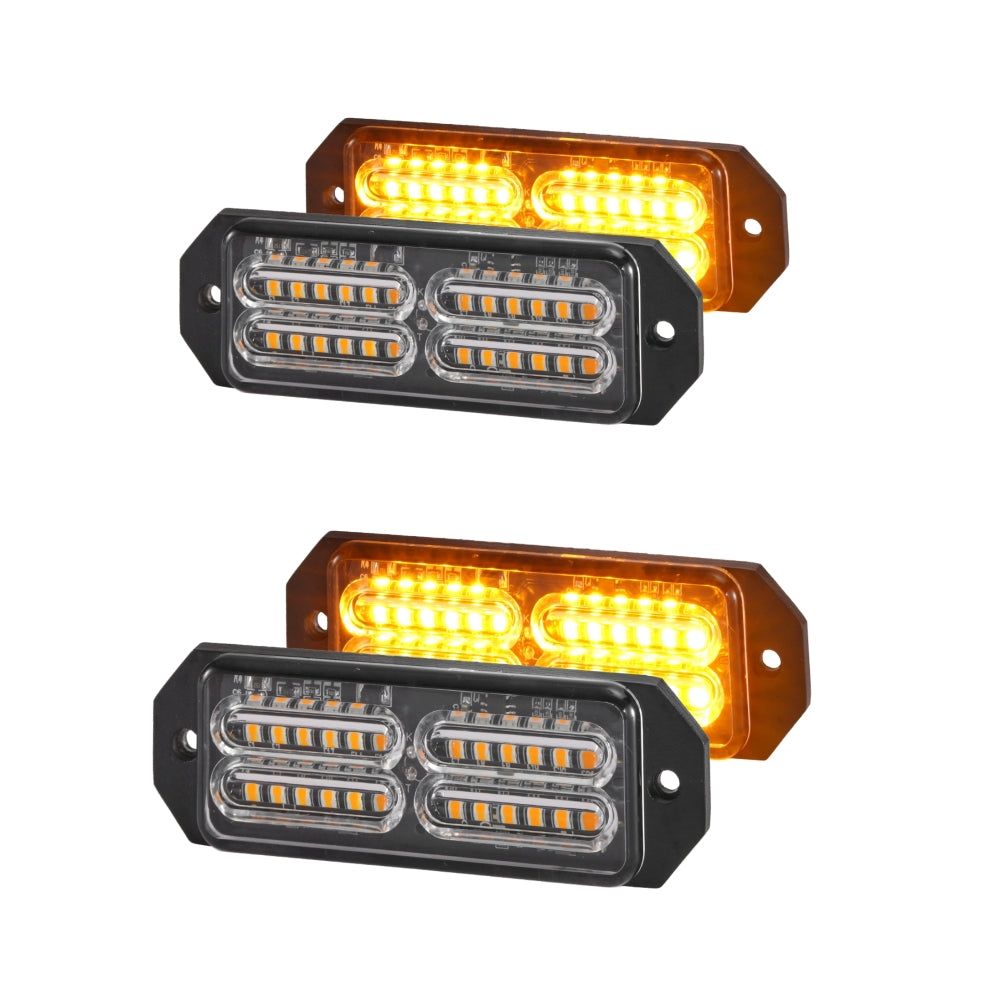 (4PSC/SET) 12LED/24LED Emergency Surface Mount Grill Strobe Light for Trucks Vehicles ATV RV Cars Van