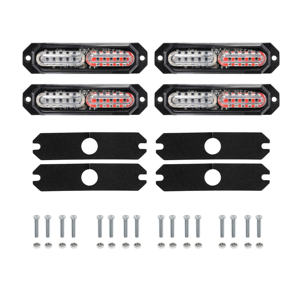 (4PSC/SET) 12LED/24LED Emergency Surface Mount Grill Strobe Light for Trucks Vehicles ATV RV Cars Van