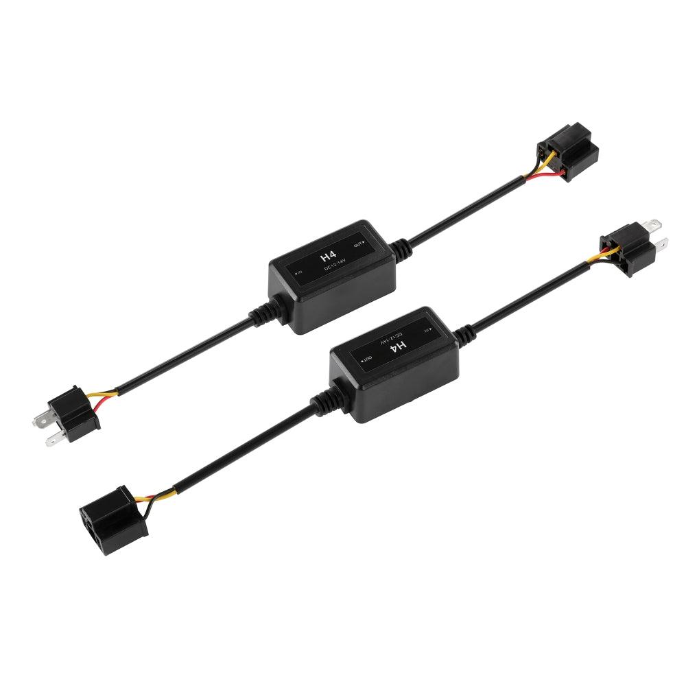 H4/9003 C10-MODEL Enhanced LED Headlight Bulbs Canbus Decoder Anti-Flicker Hyper Flash No Warning Harness Resistor Conversion Kit 2pcs/set
