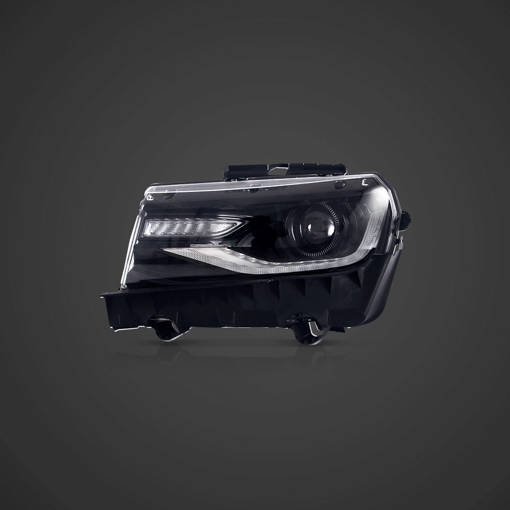 LED Headlight Assembly Dual Beam Projector Black For 2014-2015 Chevrolet Camaro