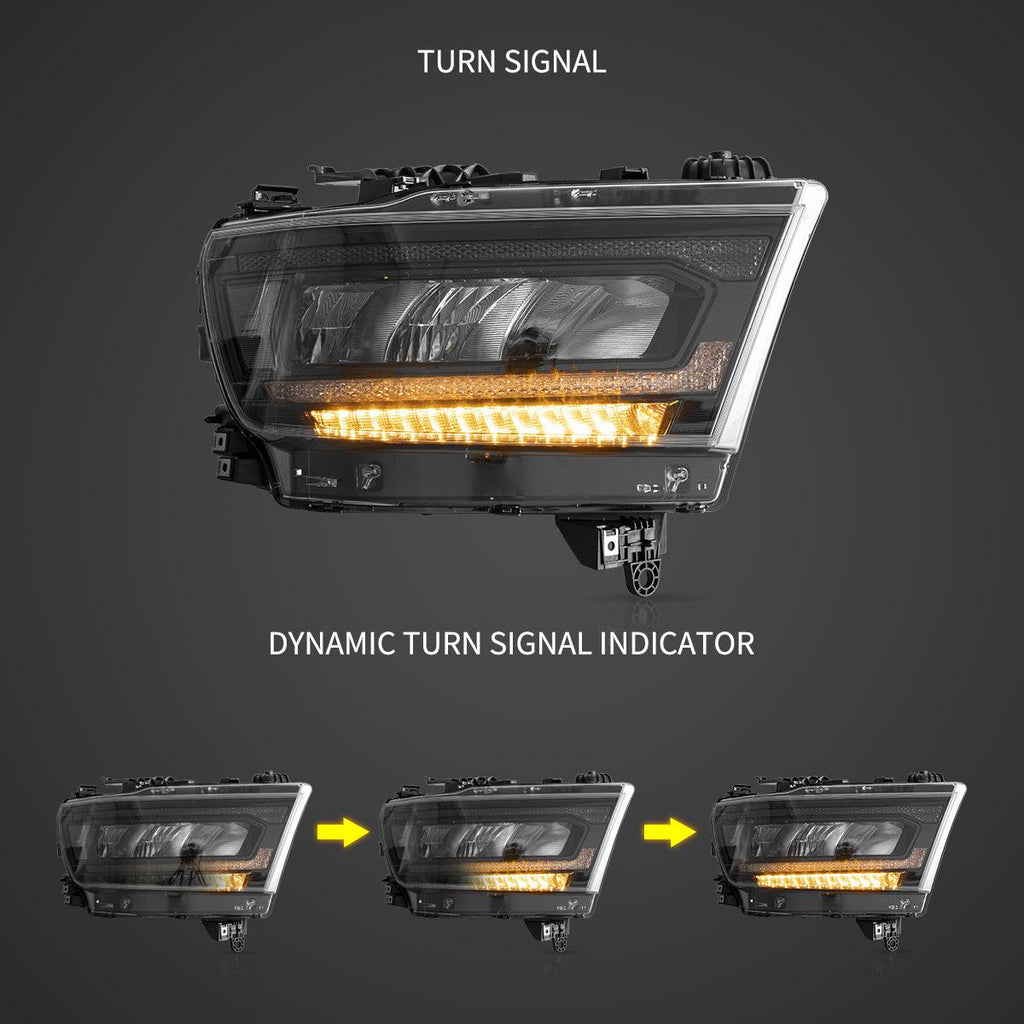 LED Headlight Assembly Reflection Bowl Chrome For 2019-2023 Dodge Ram 1500 5th Gen(DT)
