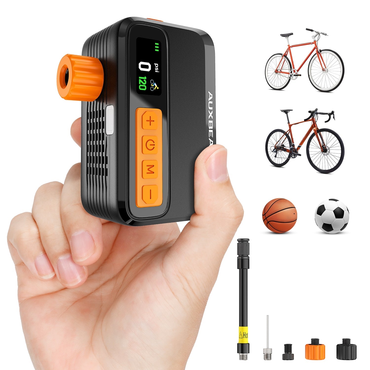 🆕BL05 120PSI High-Performance Upgraded Mini Handheld Bike Pump | Brushless Motor | Smart Presets | Progress Bar Display