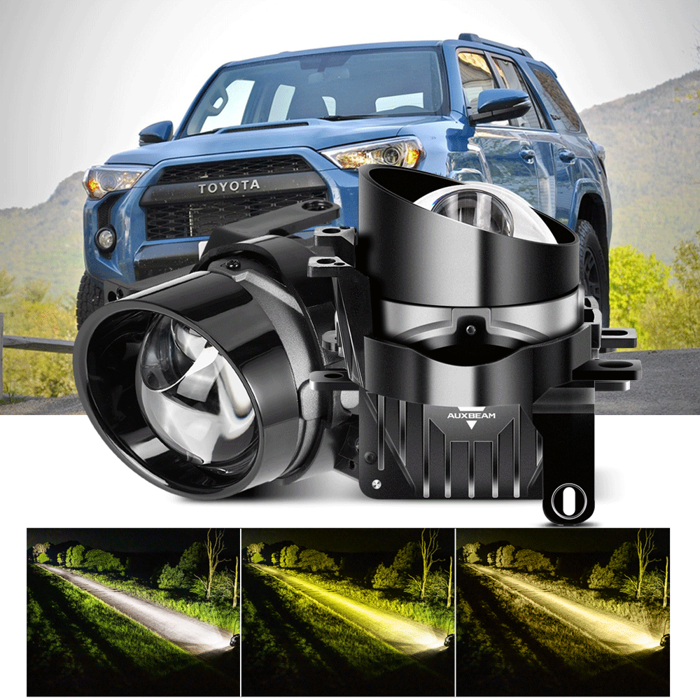 3 Inch 104W Bi-LED Projector Lens Fog Light 3-Colors Switchback for 2012-2022 Toyota Tacoma/ 2010-2022 Toyota 4Runner / 2014-2022 Toyota Tundra