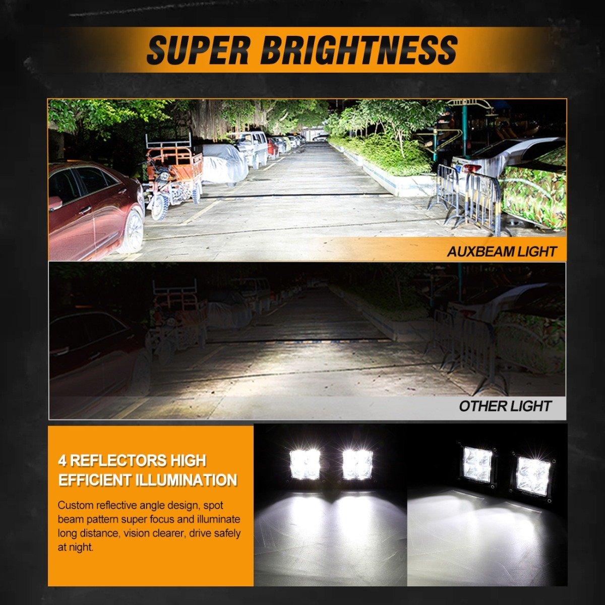3 Inch LED Pods Light Spot/Flood Beam & Rear Roof Reversing Light LED Pod Light Brackets for 2013-2021 Polaris Ranger 570/800/900/900xp/1000/1000xp