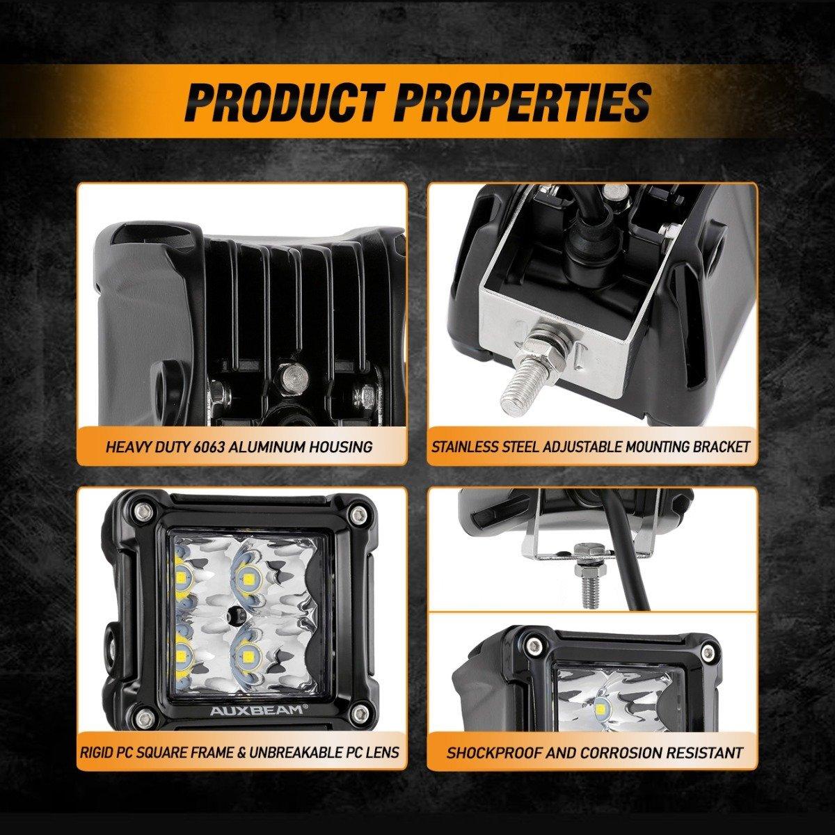 3 Inch LED Pods Light Spot/Flood Beam & Rear Roof Reversing Light LED Pod Light Brackets for 2013-2021 Polaris Ranger 570/800/900/900xp/1000/1000xp