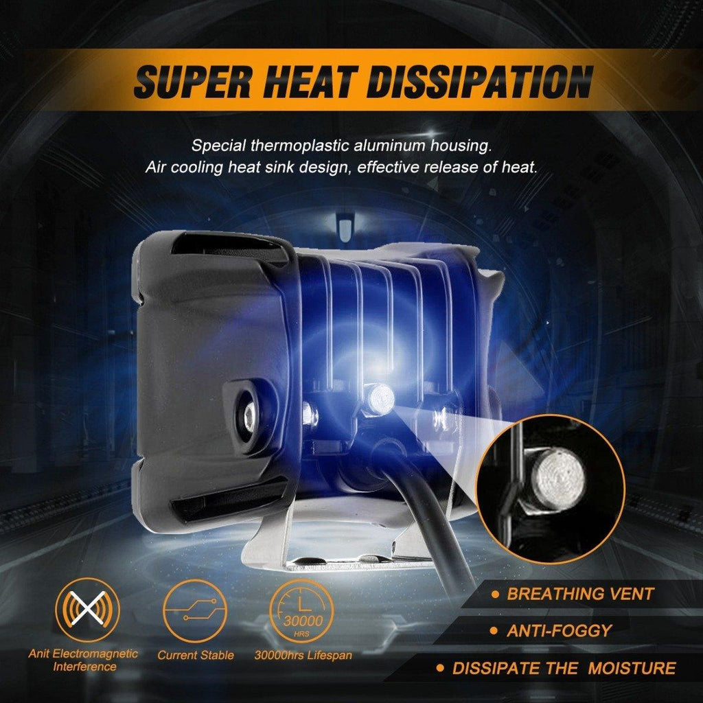3 Inch LED Pods Light Spot/Flood Beam & Rear Roof Reversing Light LED Pod Light Brackets for 2013-2021 Polaris Ranger 570/800/900/900xp/1000/1000xp