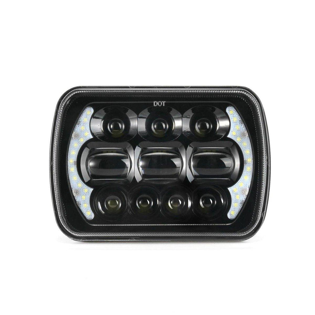 (2pcs/set) 65W 7x6 LED Hi-Lo Beam Headlights with DRL for Toyota Pickup Truck (Black/Chrome)