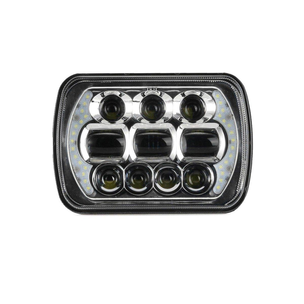 (2pcs/set) 65W 7x6 LED Hi-Lo Beam Headlights with DRL for Toyota Pickup Truck (Black/Chrome)