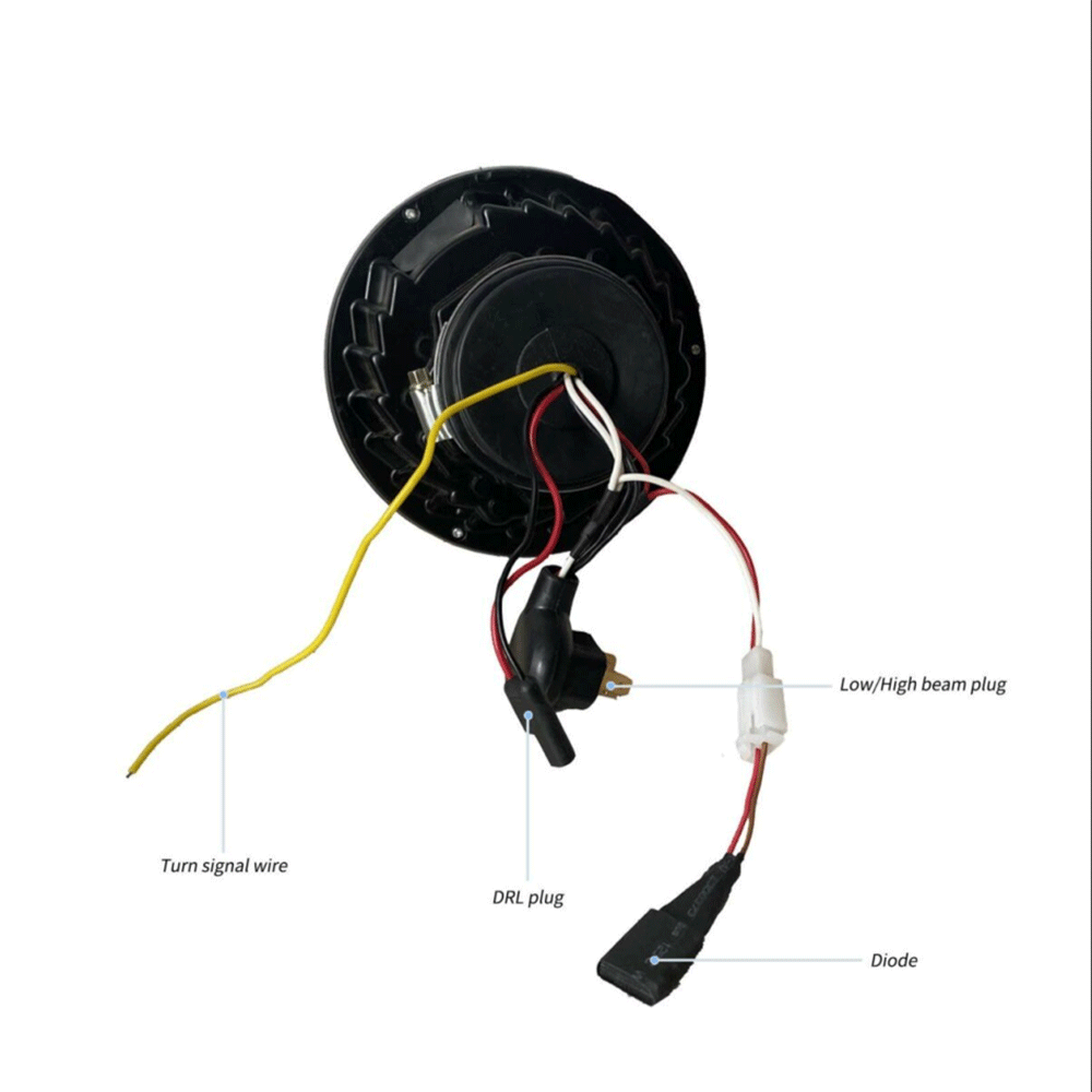 LED Headlight Assembly With Amber Turn Signal For 2007-2017 Jeep Wrangler JK 7 Inches LED Dual Beam Projector