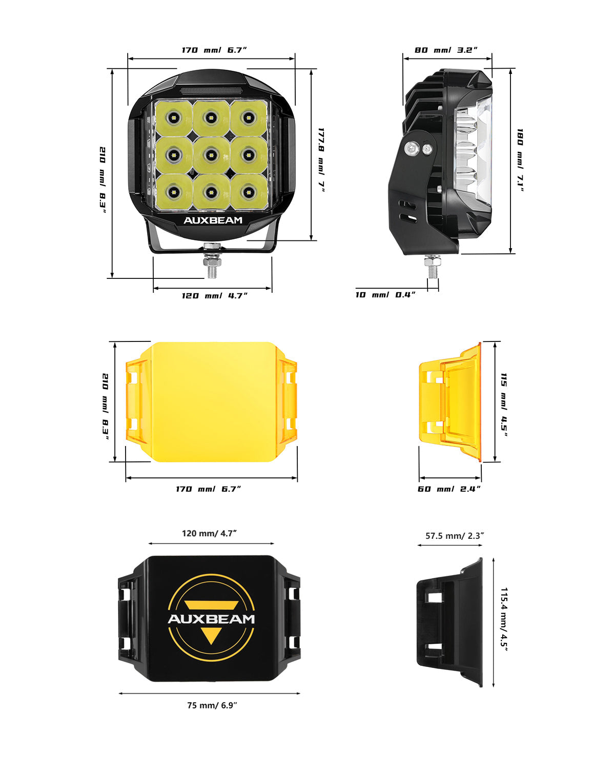 V-MAX Series | 7 Inch 228W 26100LM Spot Beam Side Shooter LED Round Driving Lights with Amber DRL&Backlight
