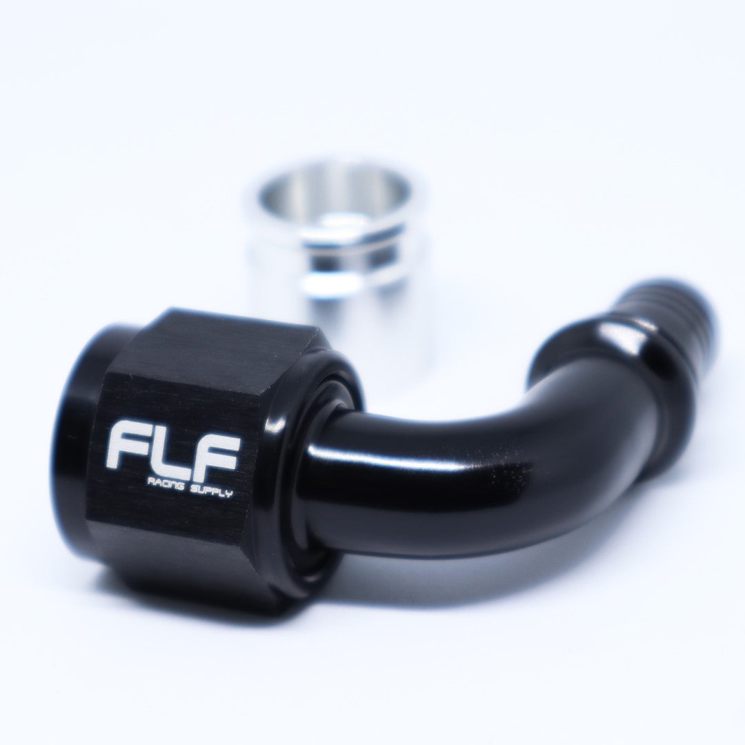 Crimp-On PTFE Hose End – 90 Degree AN