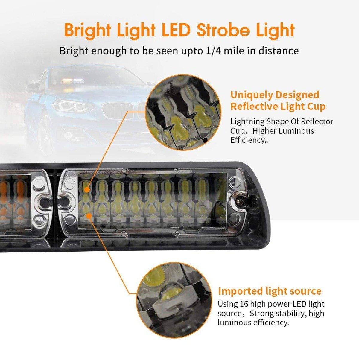 16 LED Emergency Warning light Strobe Light With Suction Cups