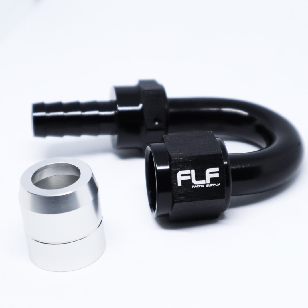 Crimp-On Swivel Hose End – 180 Degree AN