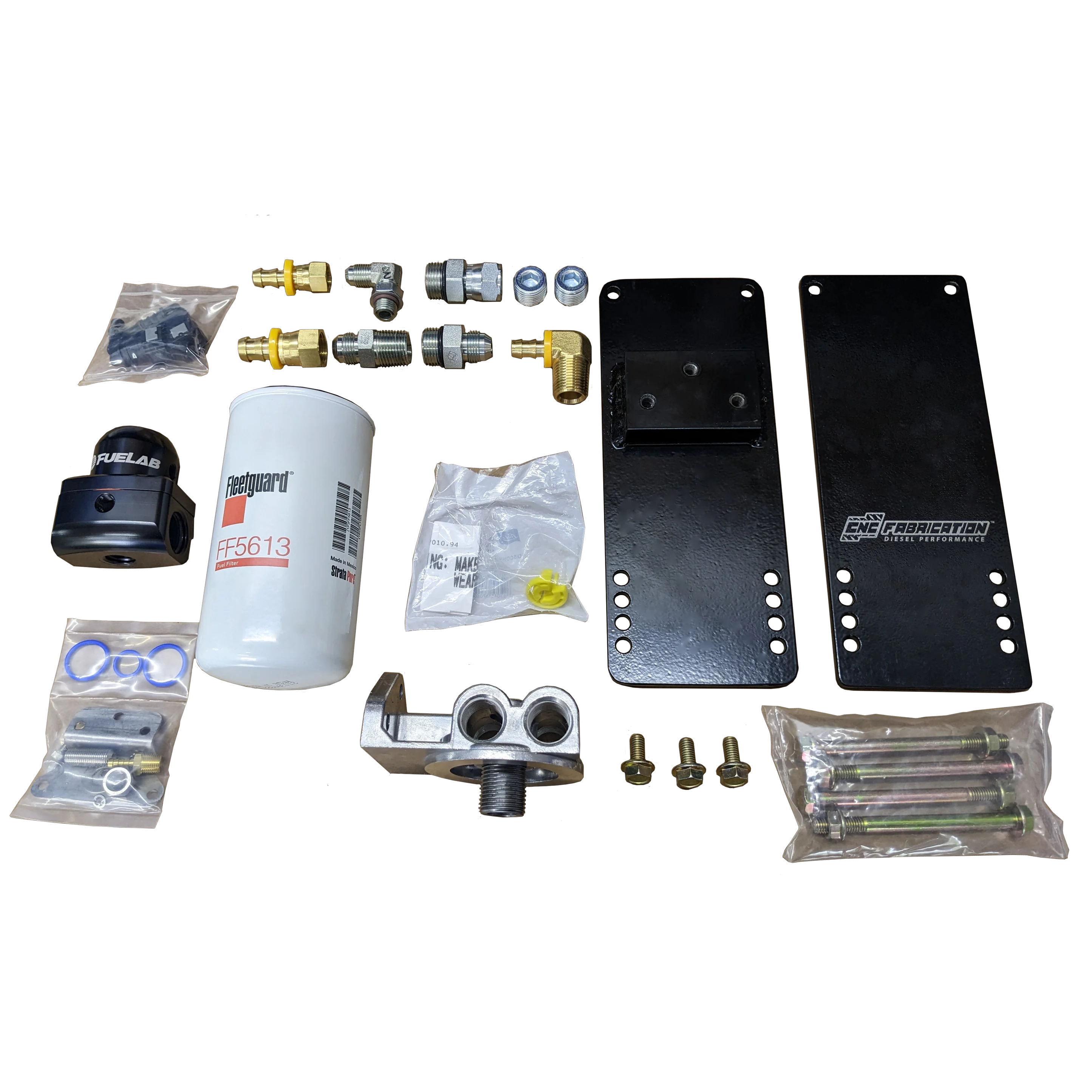 CNC Fabrication 4-Line Feed Valley Mount Fuel Line Kit - 7.3 Powerstroke (L99-2003)